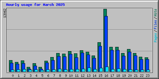 Hourly usage for March 2025